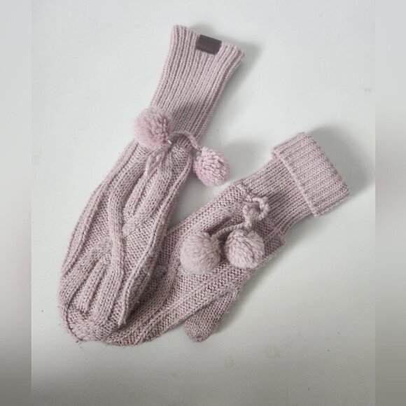 ROOTS | Wool mittens with pom pom blush pink OS - Picture 1 of 3